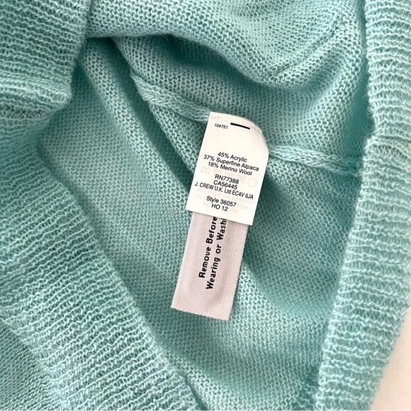 J. Crew Italian Spun Alpaca Blend Jewel Button Cardigan Aquamarine, Size XS NWOT - Picture 9 of 9